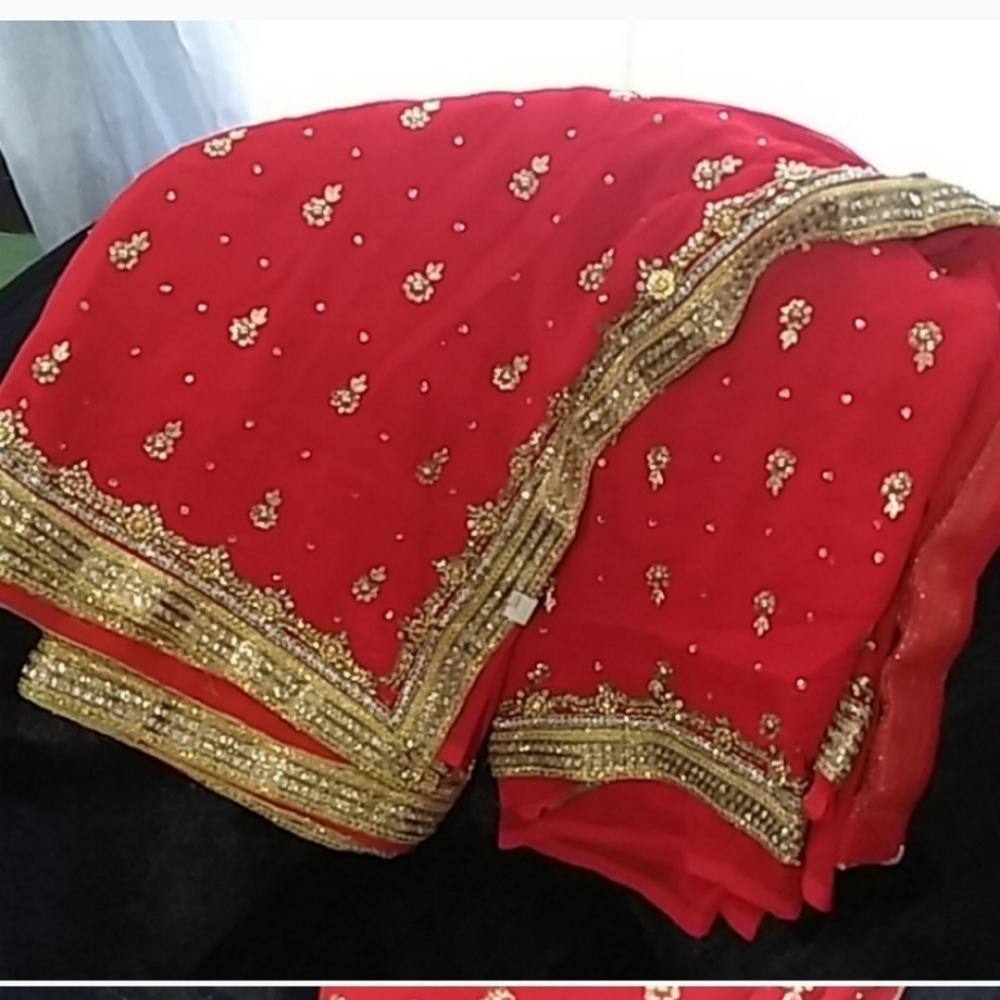 Red saree.